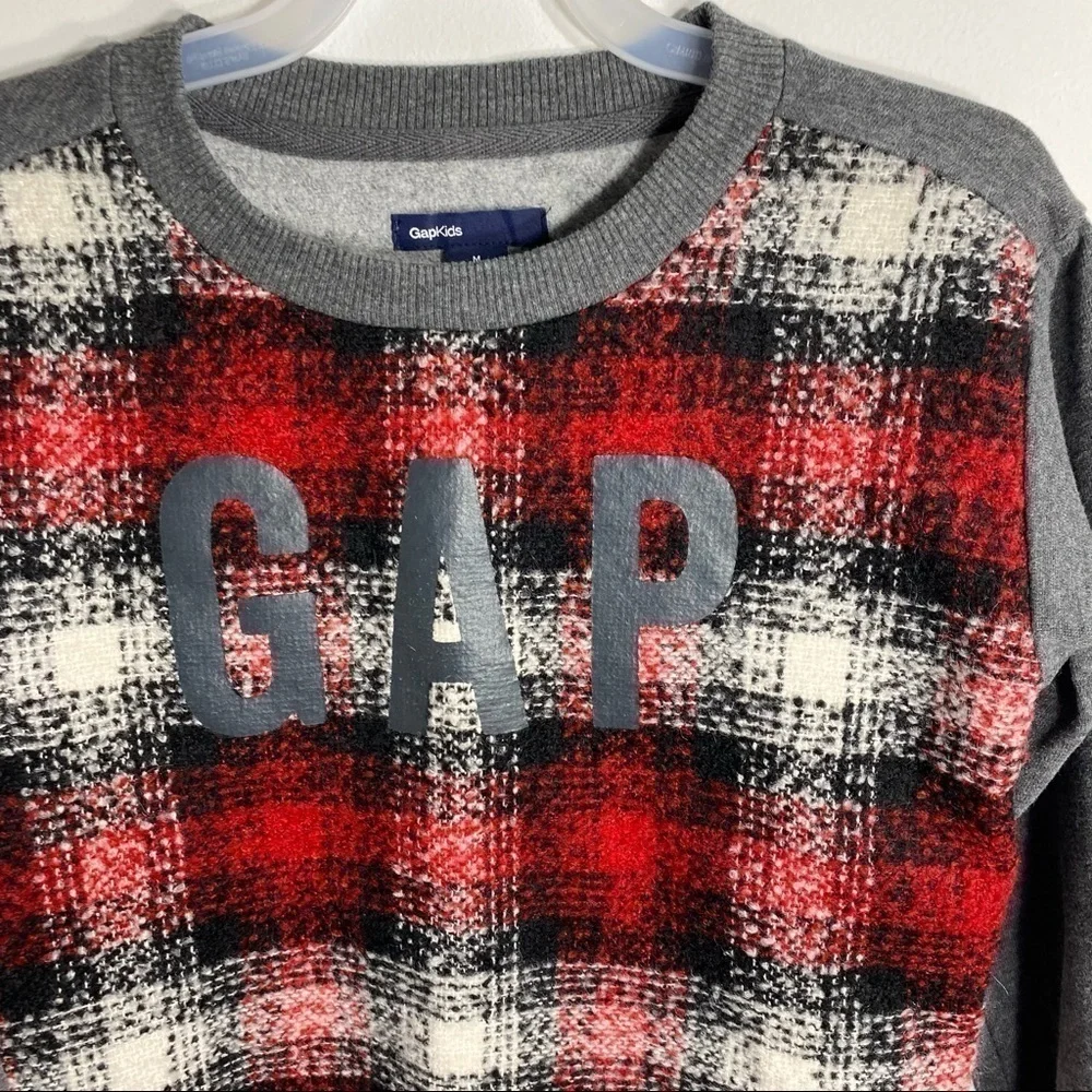 Gap Plaid Sweater Sweatshirt Fleece Sz Medium Kids